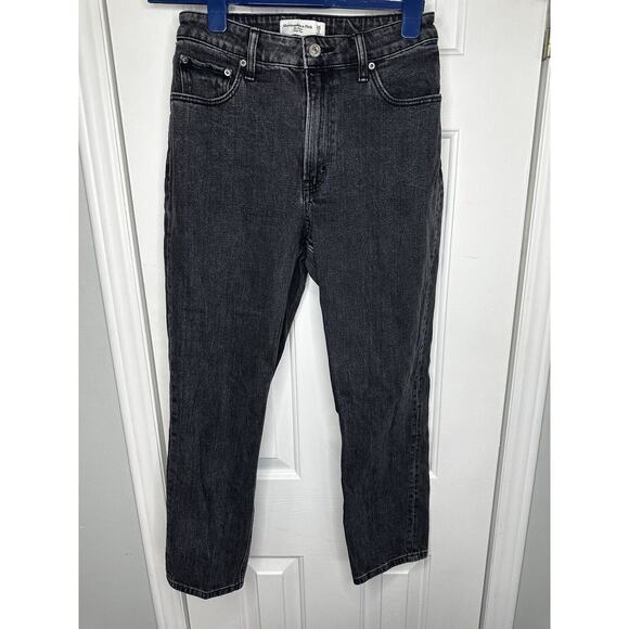 Abercrombie & Fitch Curve Love The Mom High Rise Jeans Black Size 26 2 - Picture 2 of 12